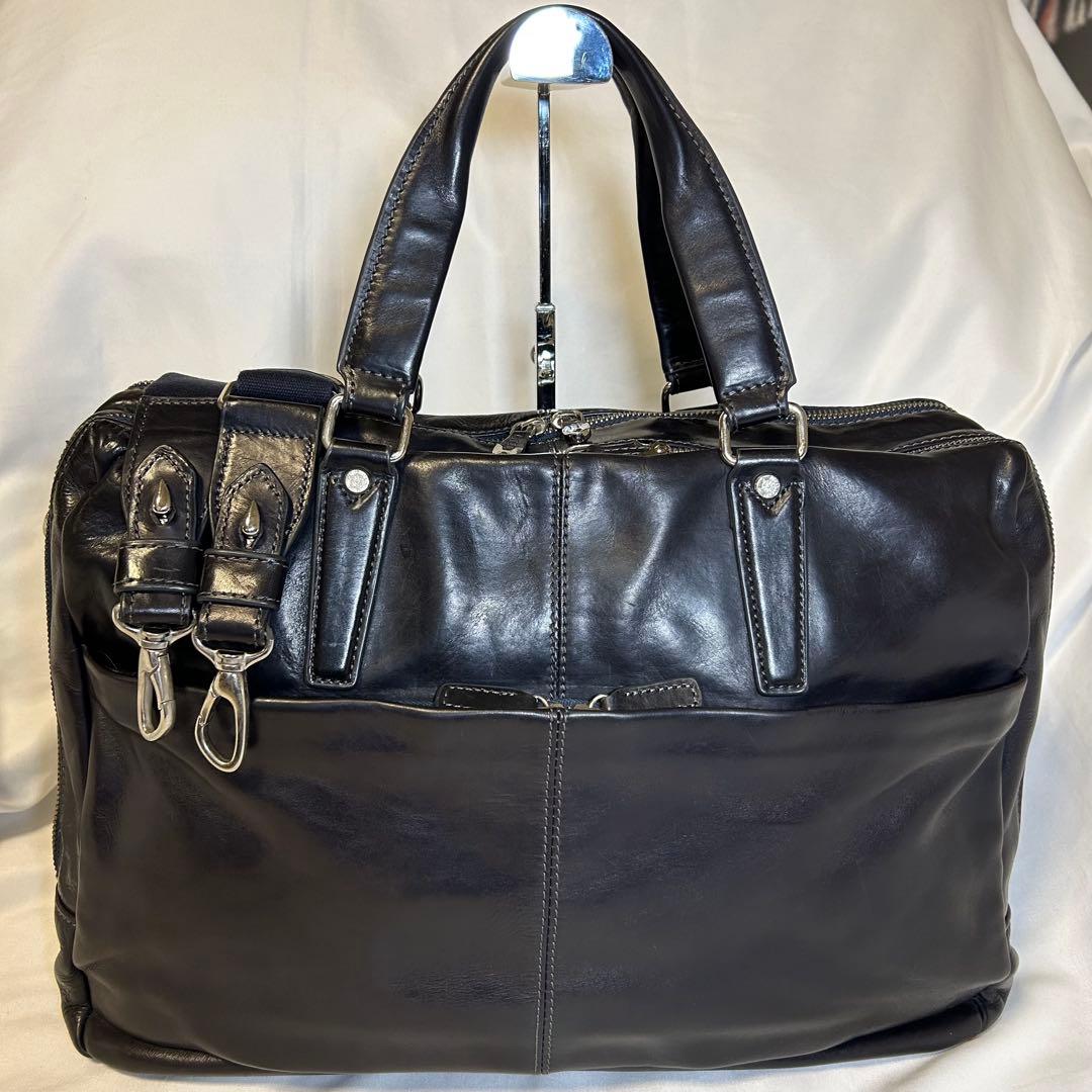 【希少】ACUNEO アクネオ ビジネスバッグ 2層式 2wayオールレザー 黒