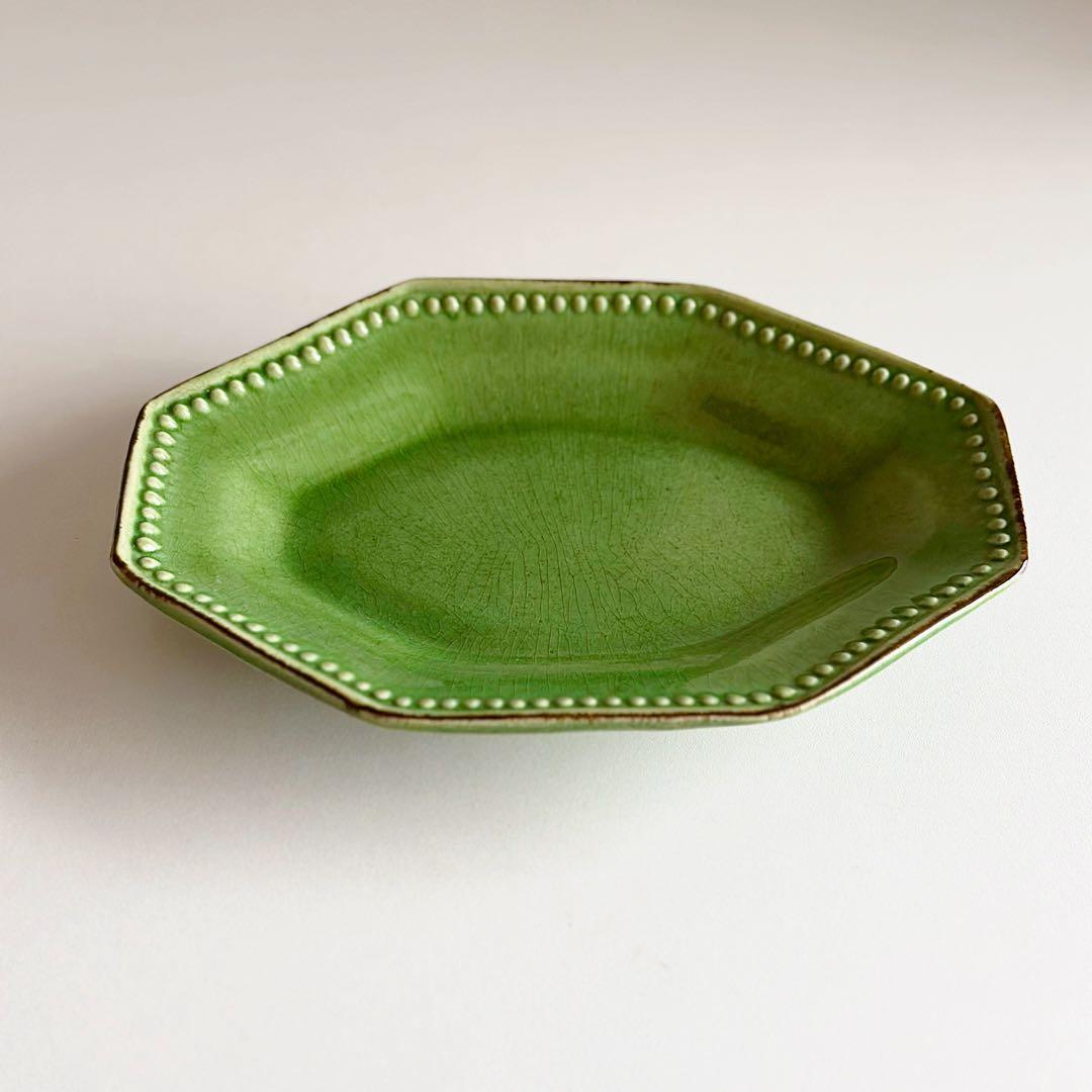 オクトゴナル ラヴィエ フランス 南仏陶器 緑釉 D