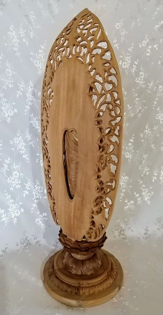 阿弥陀如来立像【大】7寸 #530 宝相華唐草 透かし彫り ◆白檀 木彫 仏像