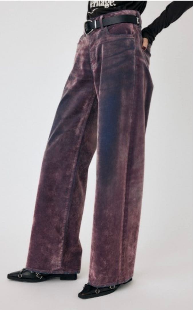 パンツ MOUSSY VELVET DENIM PINK