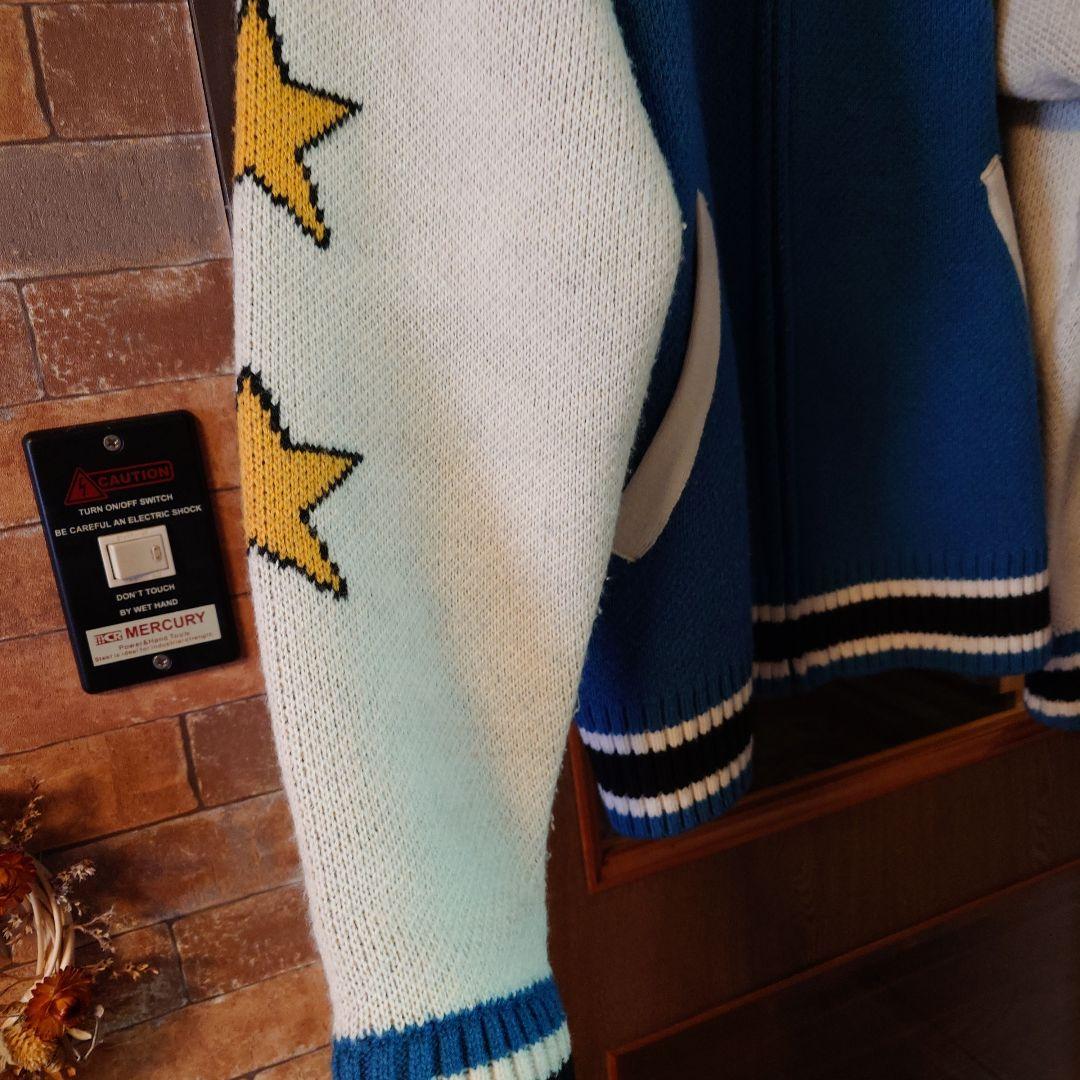 ⭐️HYS 星柄 ニット ジップジャケット ジャガード スタジャン風⭐️