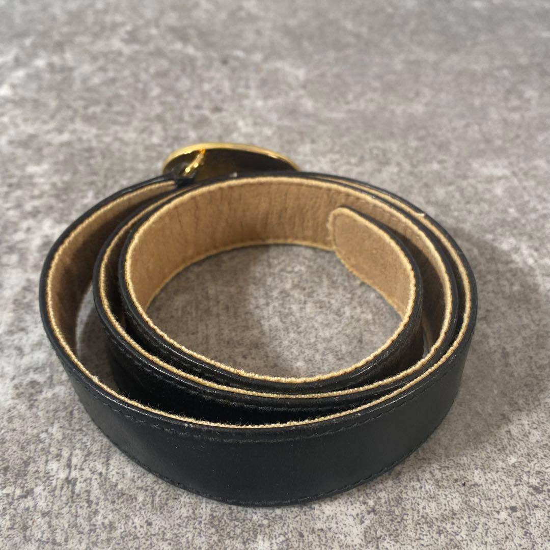 GUCCI グッチ　ベルト　インターロッキング　ロゴ金具　レザー　ブラック