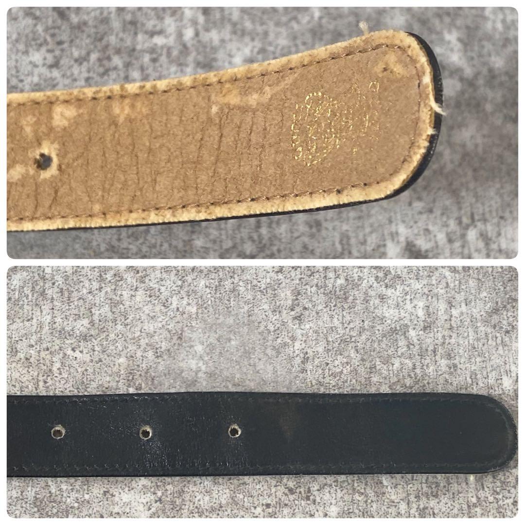 GUCCI グッチ　ベルト　インターロッキング　ロゴ金具　レザー　ブラック