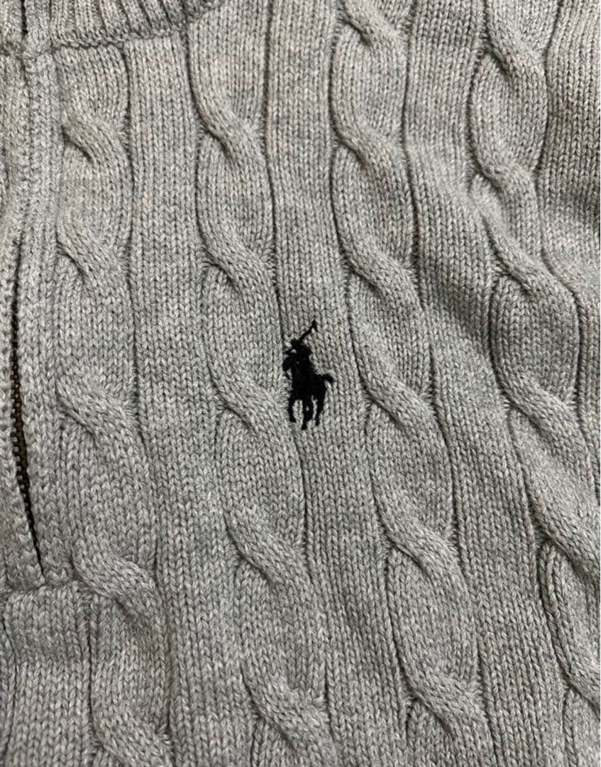 Polo Ralph Laurenグレー ケーブルニット ハーフジップ　XXL