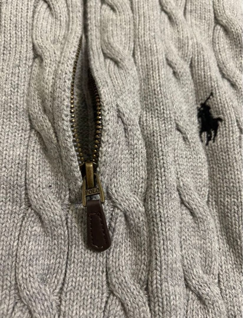 Polo Ralph Laurenグレー ケーブルニット ハーフジップ　XXL