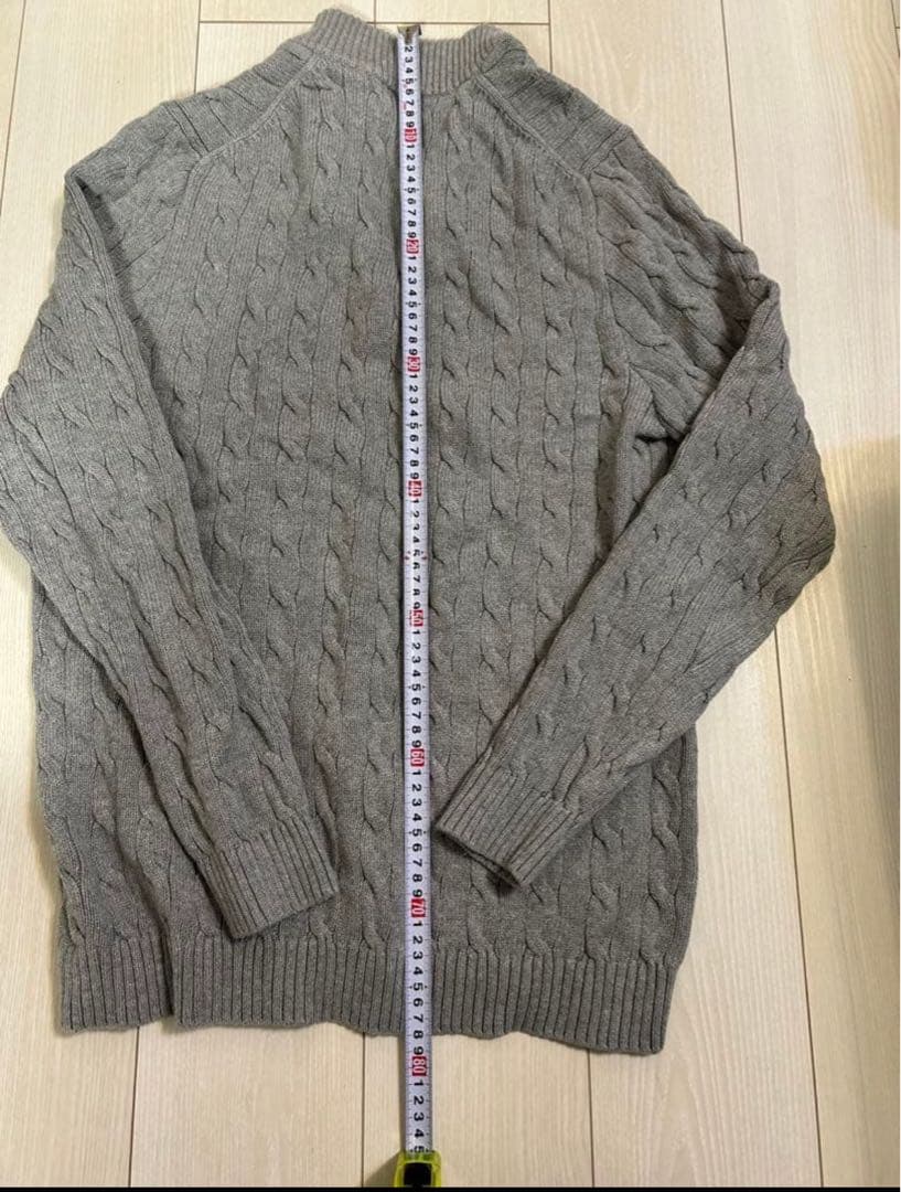 Polo Ralph Laurenグレー ケーブルニット ハーフジップ　XXL