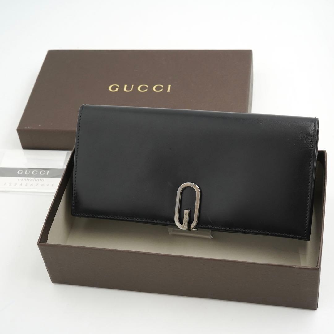 ✨極美品・箱付き✨　GUCCI グッチ　長財布　Gロゴ　本革　レザー　ブラック