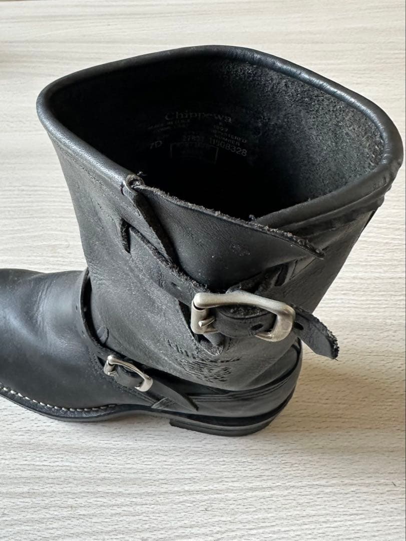 【最終整理】Chippewa チペワ USA製 エンジニアブーツ 7D 黒 本革