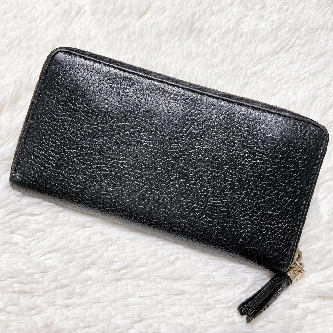 ⭐︎極美品⭐︎グッチ ソーホー 長財布 ラウンドファスナー シボ革 黒 タッセルGG