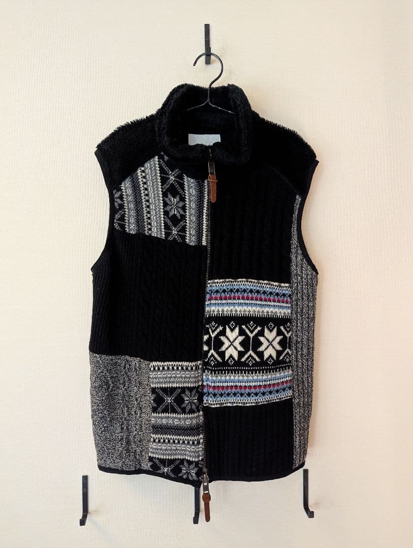 nanamica　パッチワークデザイン ウールカーディガン 定価40000円