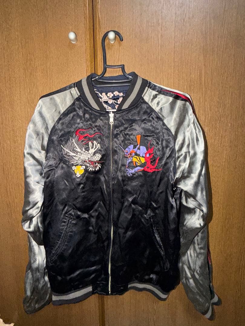 K*G様 エヴァ×錦×雅結 コラボ 初号機VS飛龍　綾波桜刺繍スカジャン Mサイ