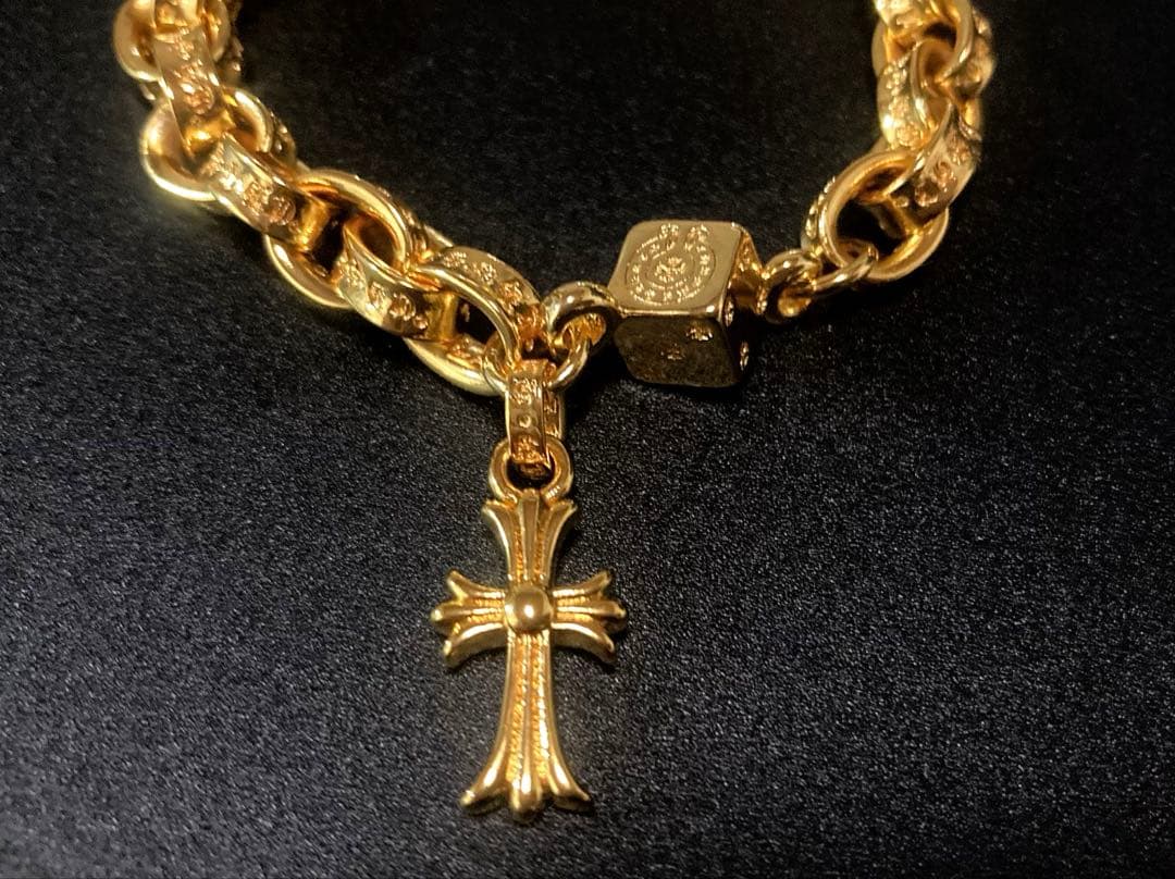 22K ベビーファット　サイコロボール　ペーパーチェーン　ブレスレット