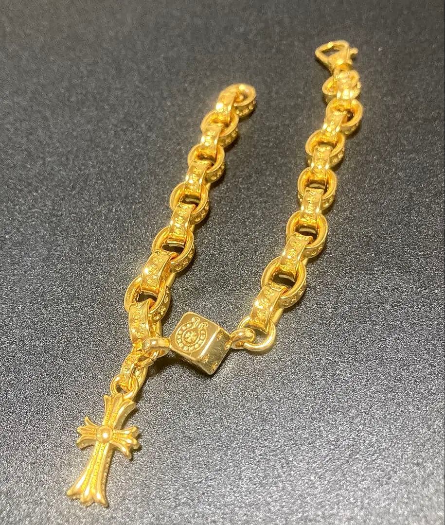 22K ベビーファット　サイコロボール　ペーパーチェーン　ブレスレット