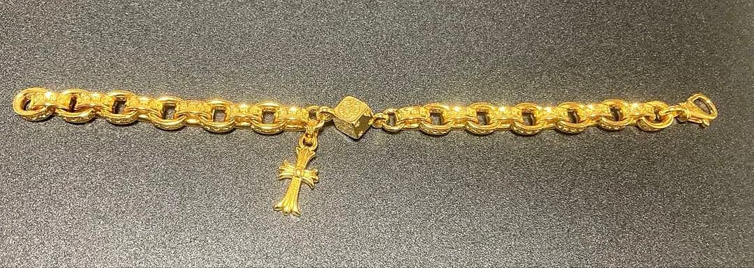 22K ベビーファット　サイコロボール　ペーパーチェーン　ブレスレット