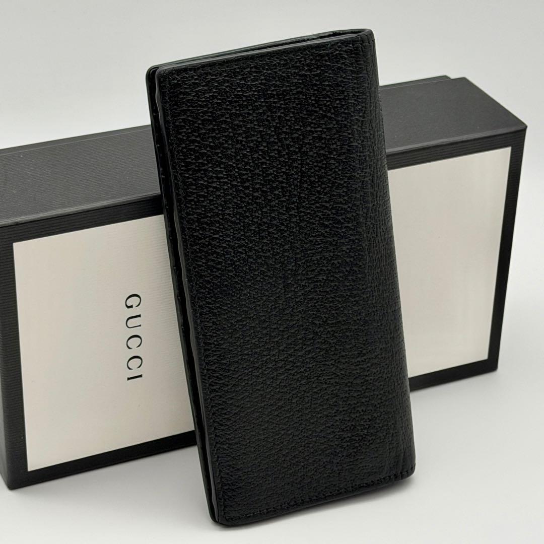 【最高峰美品】GUCCI グッチ GGマーモント 長財布 レザー 二つ折り 黒