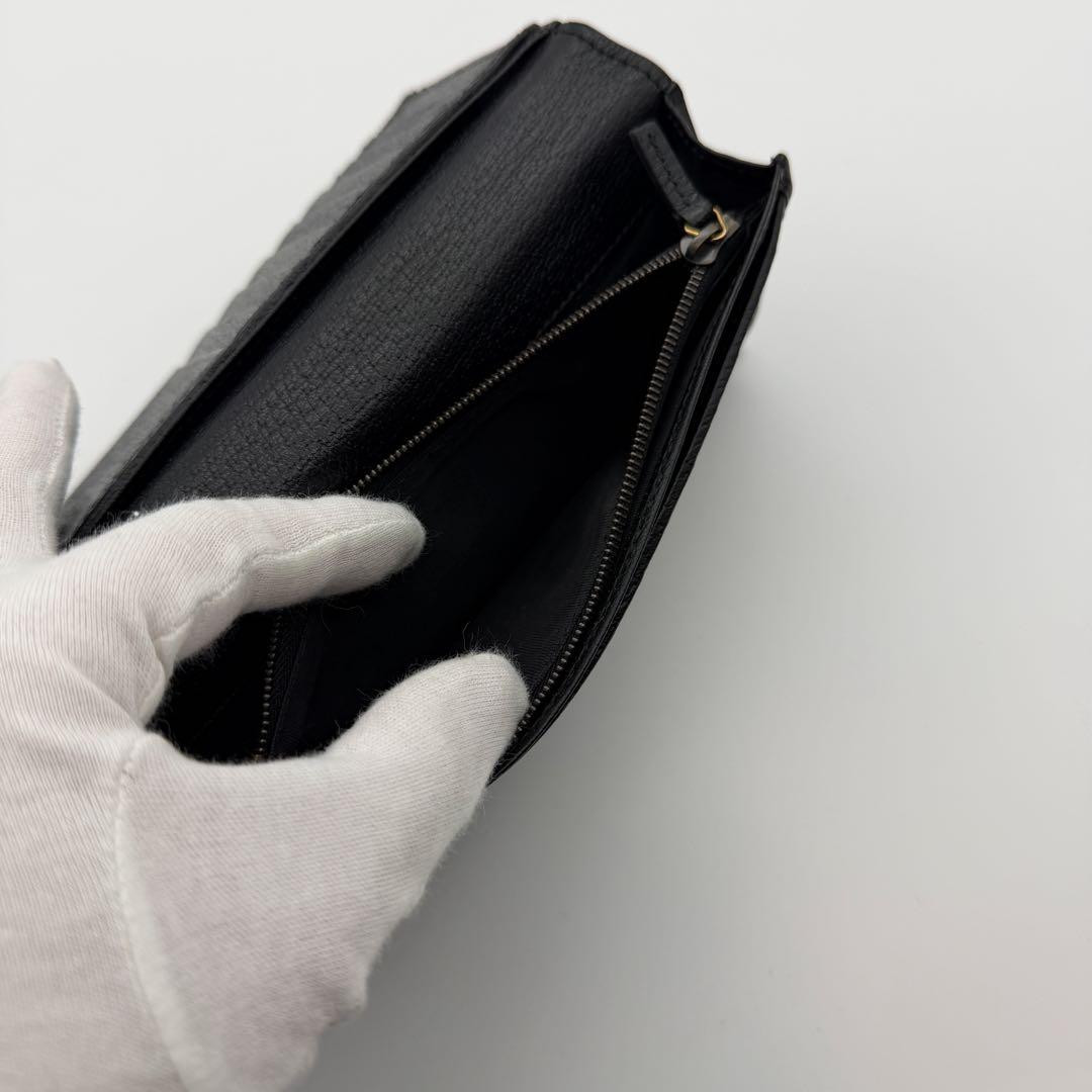 【最高峰美品】GUCCI グッチ GGマーモント 長財布 レザー 二つ折り 黒