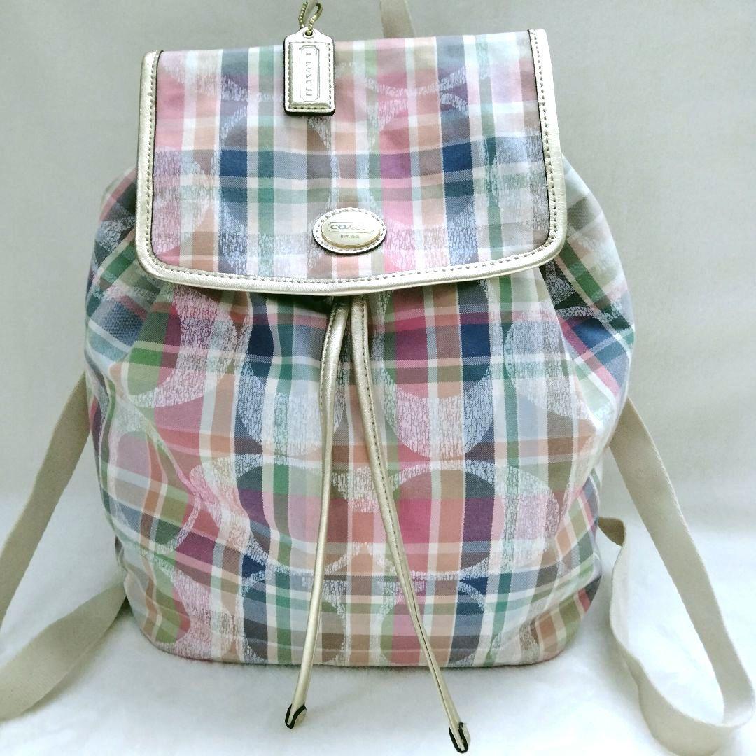 【希少美品】 コーチ シグネチャー リュック ポピー マドラス COACH