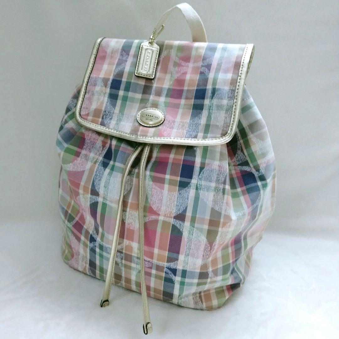 【希少美品】 コーチ シグネチャー リュック ポピー マドラス COACH