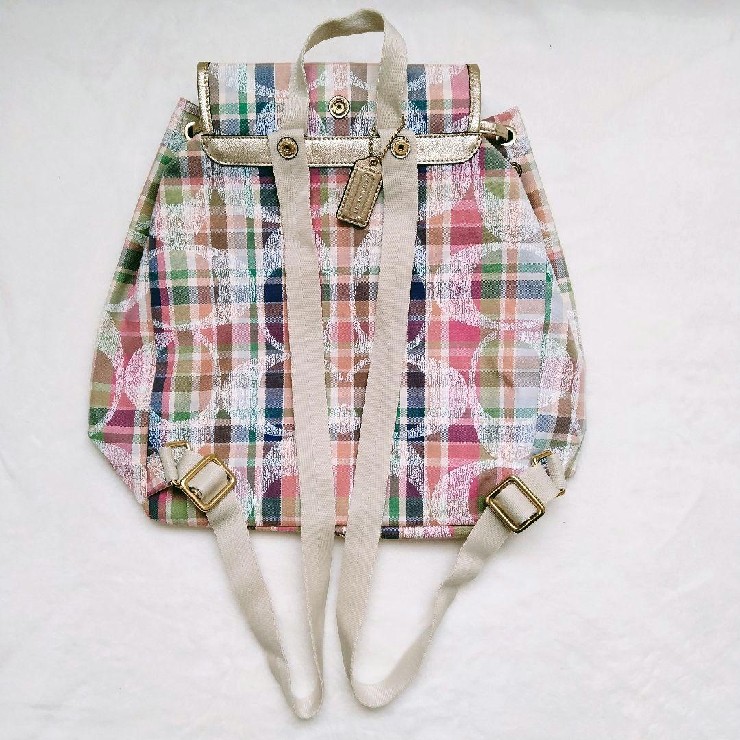 【希少美品】 コーチ シグネチャー リュック ポピー マドラス COACH