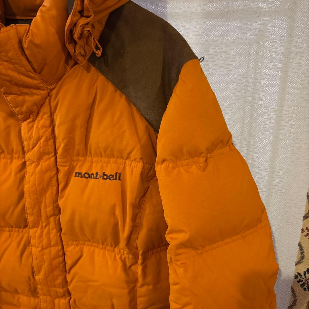 美品 MONT-BELL ロングダウン レディース スウェード生地 橙色 可愛い