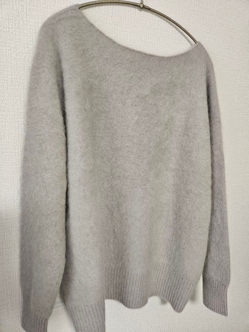 nekoko様anuansラクーンボートネックニットプルオーバーICE GREY