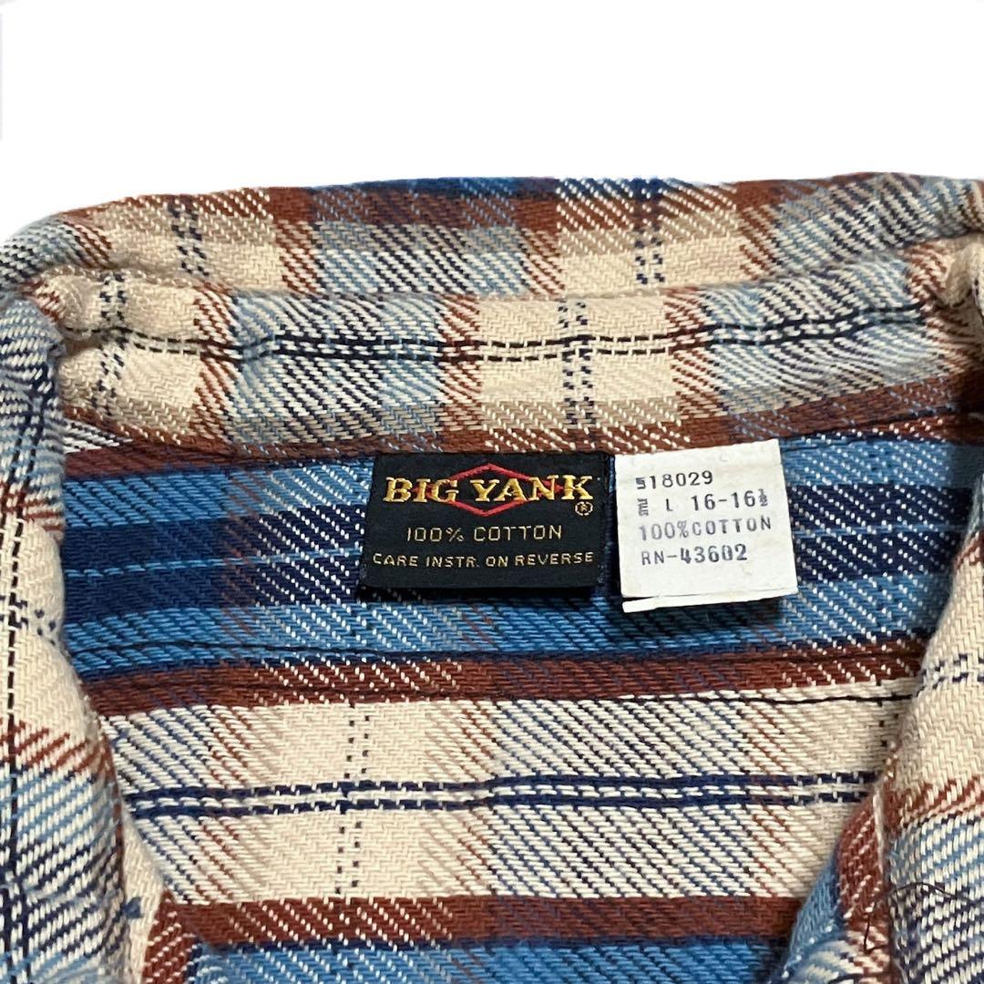 70s BIG YANK チェックシャツ L チェック柄 好カラー ネルシャツ