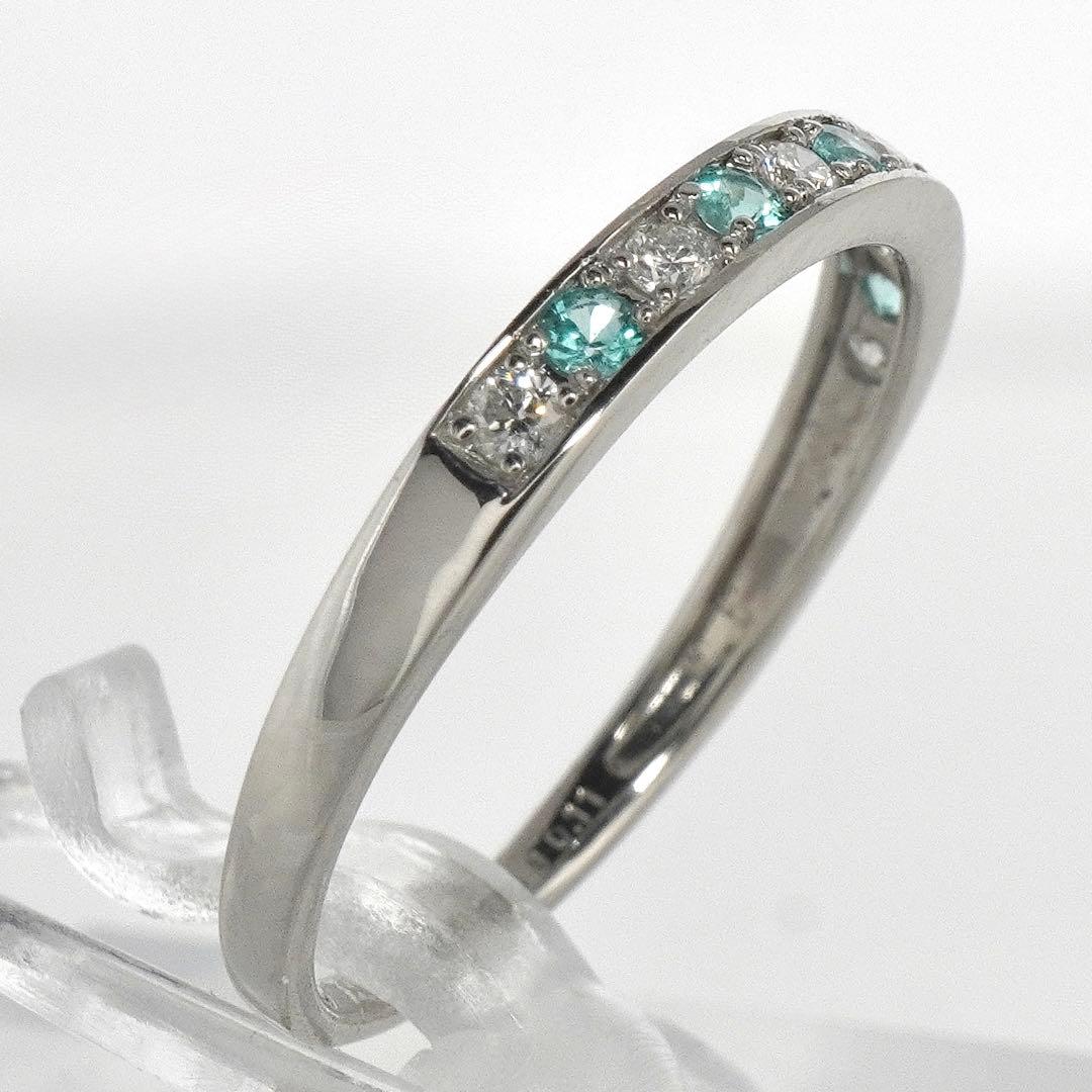 パライバトルマリン リング ダイヤモンド ダイヤ指輪 プラチナ ハーフエタニティ