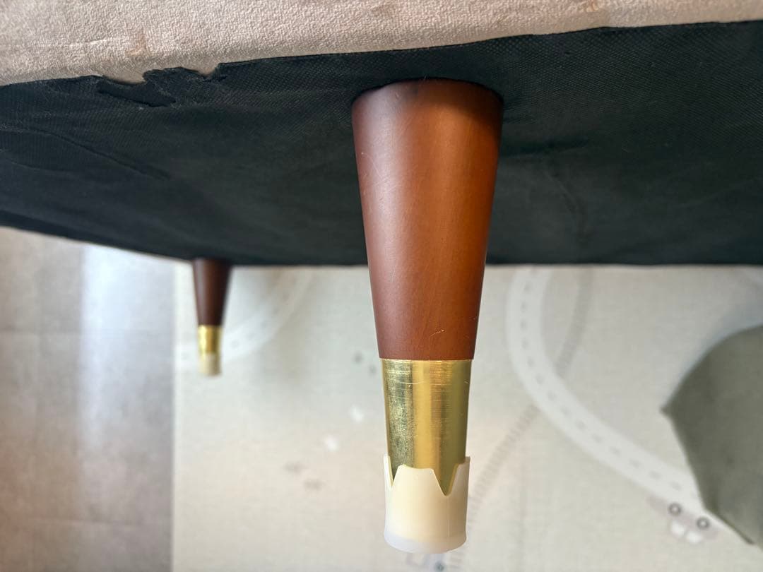 LOWYA グレー ベルベット カウチソファ 2人用