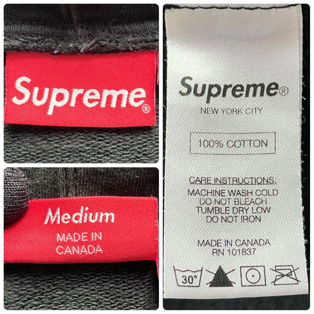 【美品】Supreme パーカー 国旗プリント ブラック 黒 Mサイズ カナダ製