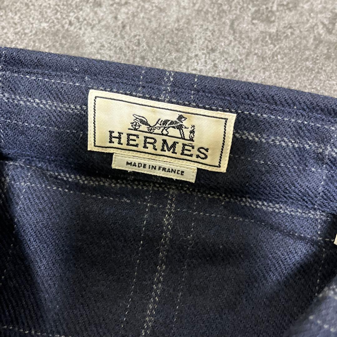 ネイビー チェック柄 長袖シャツ