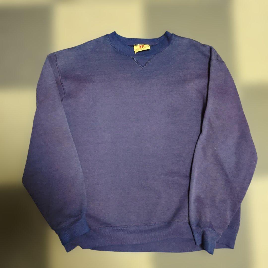 80sラッセル サンフェードスウェット ナス紺 赤タグ