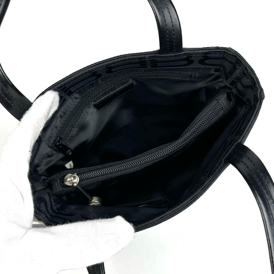 【美品】バレンシアガ　ハンドバッグ　BB　総柄　シルバー金具　ナイロン　レザー