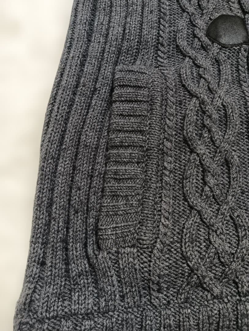 バーバリーブルーレーベル ケーブルニット ダッフル ロングパーカー グレー 38