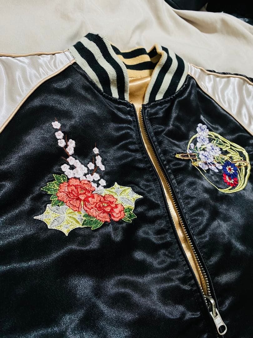 絡繰魂 ２面用 スカジャン 日本限定 芸者 サテン unisex