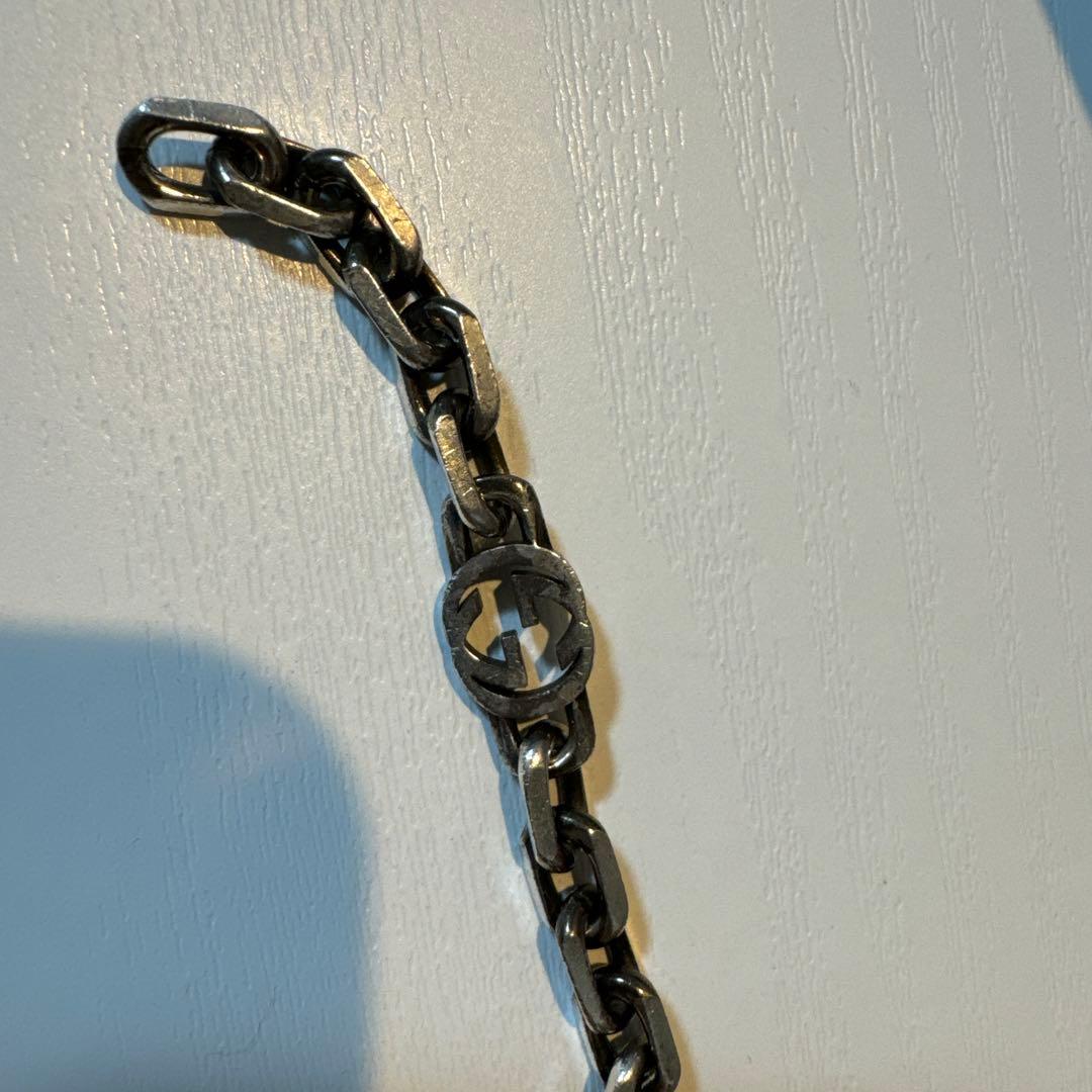 GUCCI18号シルバー チェーンブレスレット ロゴモチーフ