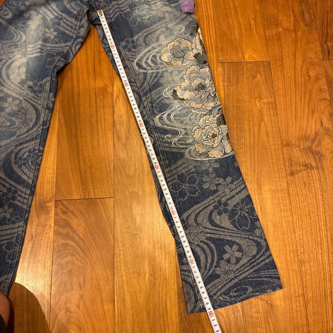 絡繰魂　デニム　ジーンズ　牡丹　流水桜　刺繍　流儀　和柄　レディース