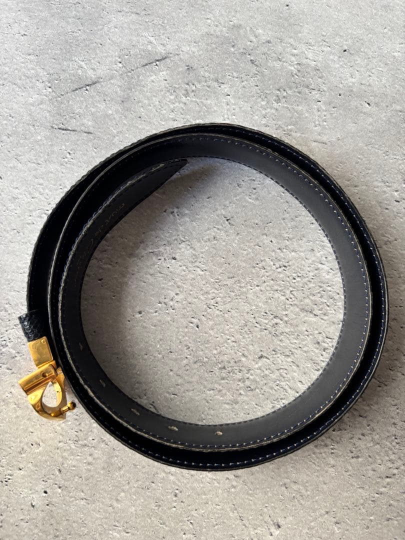 カルティエ Cartier　ゴールドバックル　ネイビー レザーベルト