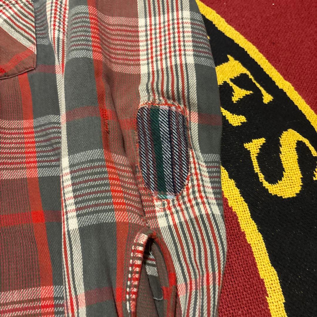 襤褸 ヴィンテージ 50s ネルシャツ 開襟 ボックス ボロ リペア 高配色