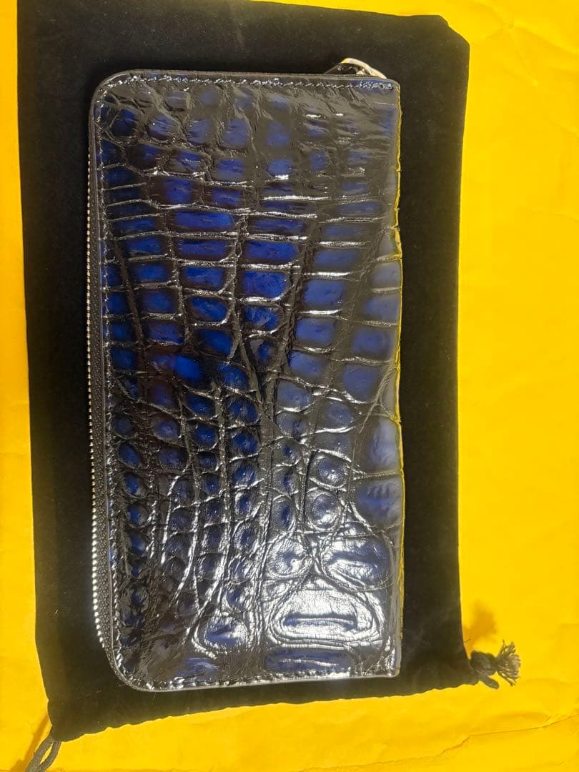 クロコダイル　一枚革　長財布　ダークブルー　未使用♪