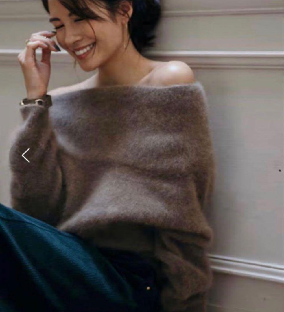 【BABYLONE】ラクーン オフショルダー ニット　ブラウン