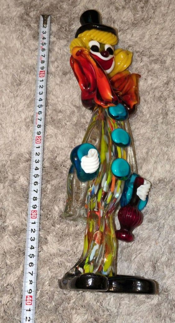 イタリア　ムラーノガラス　ピエロ　大きめサイズ置物