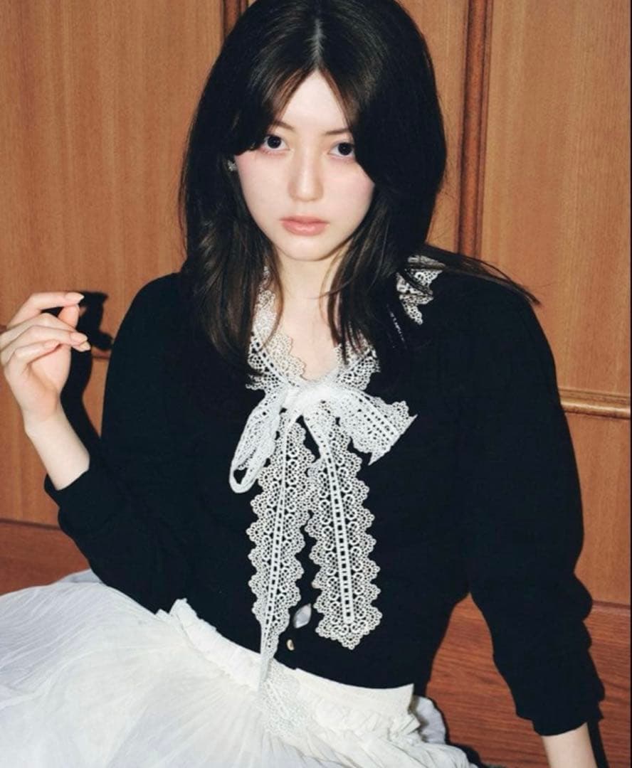 美品 SNIDEL【USAGI ONLINE限定】レースボウタイカーディガン