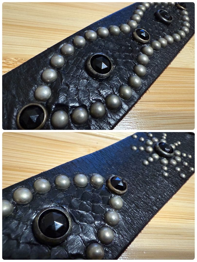 ⭐️美品⭐️HTC⭐️ピーナッツオーバーレイベルト⭐️ブラックパイソン＆レザー⭐️36