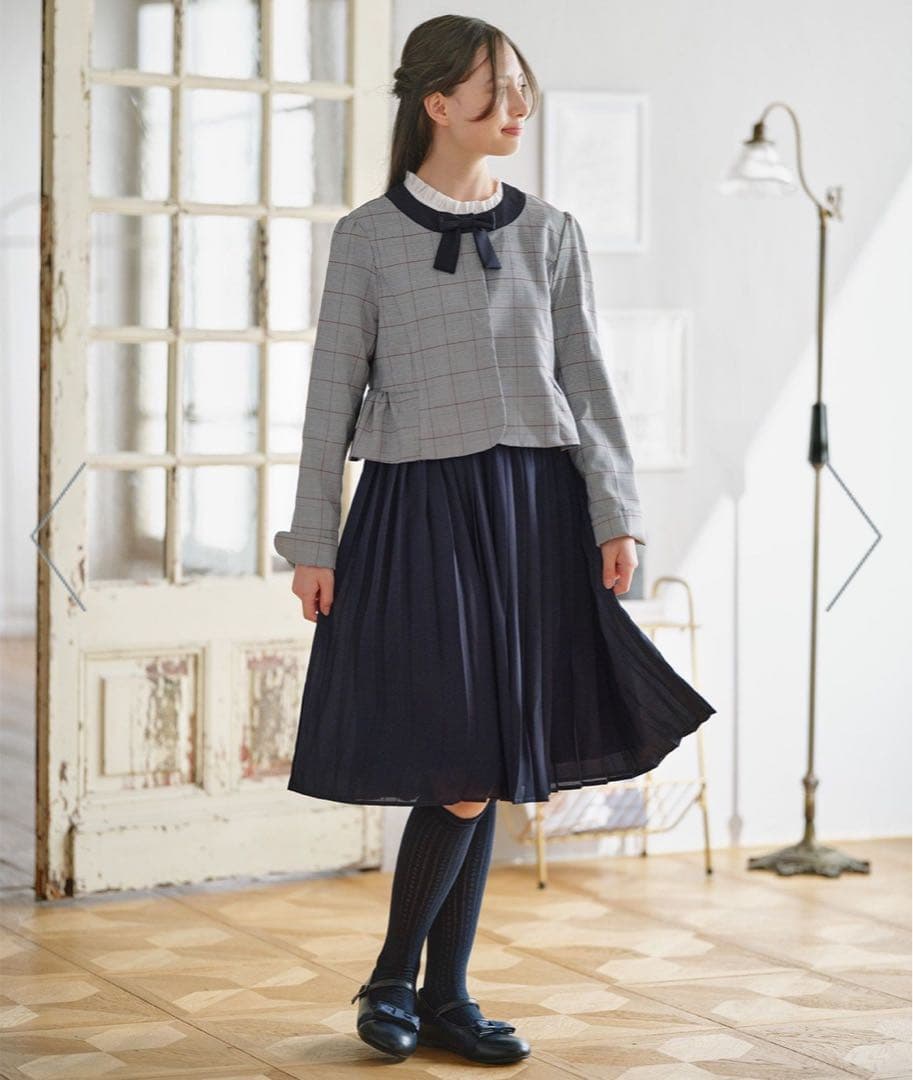 新品　160★組曲★卒服　グレンチェックジャケット&プリーツワンピース セット