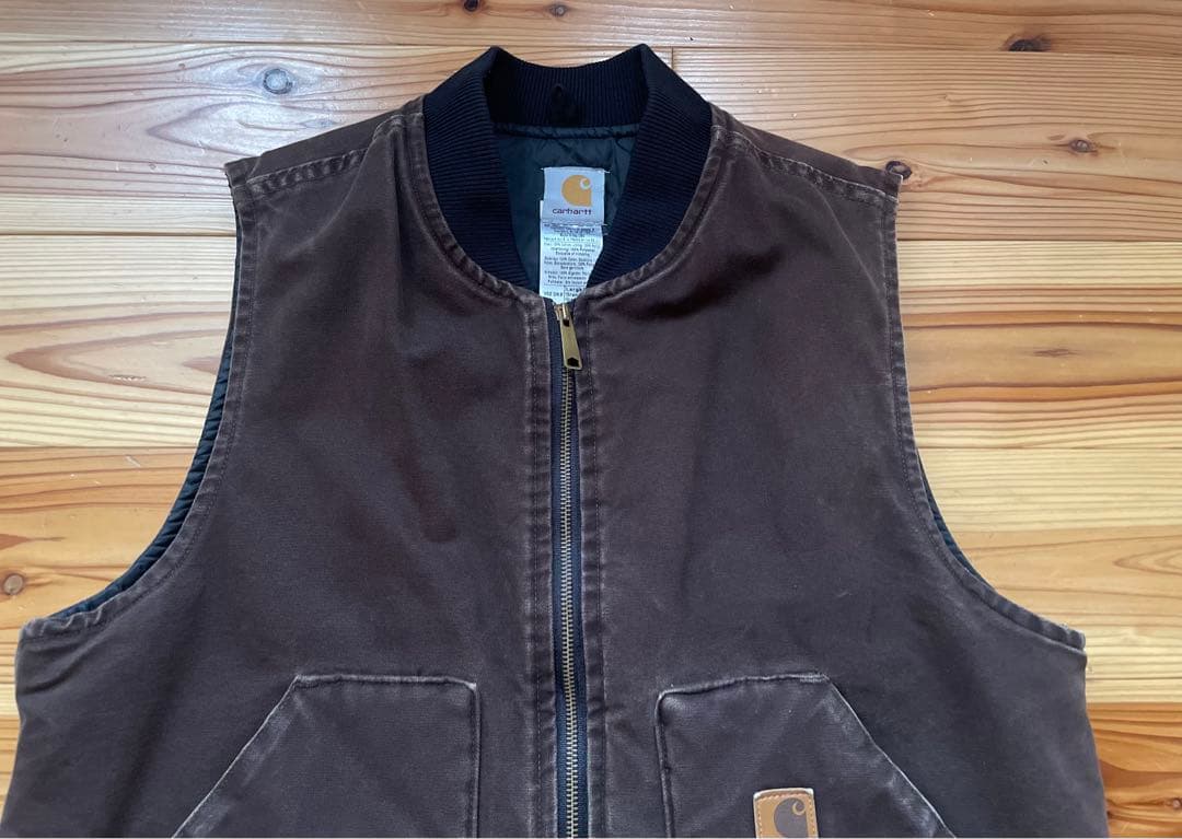 carhartt カーハート USA製 ダック ベスト ブラウン フェード 古着