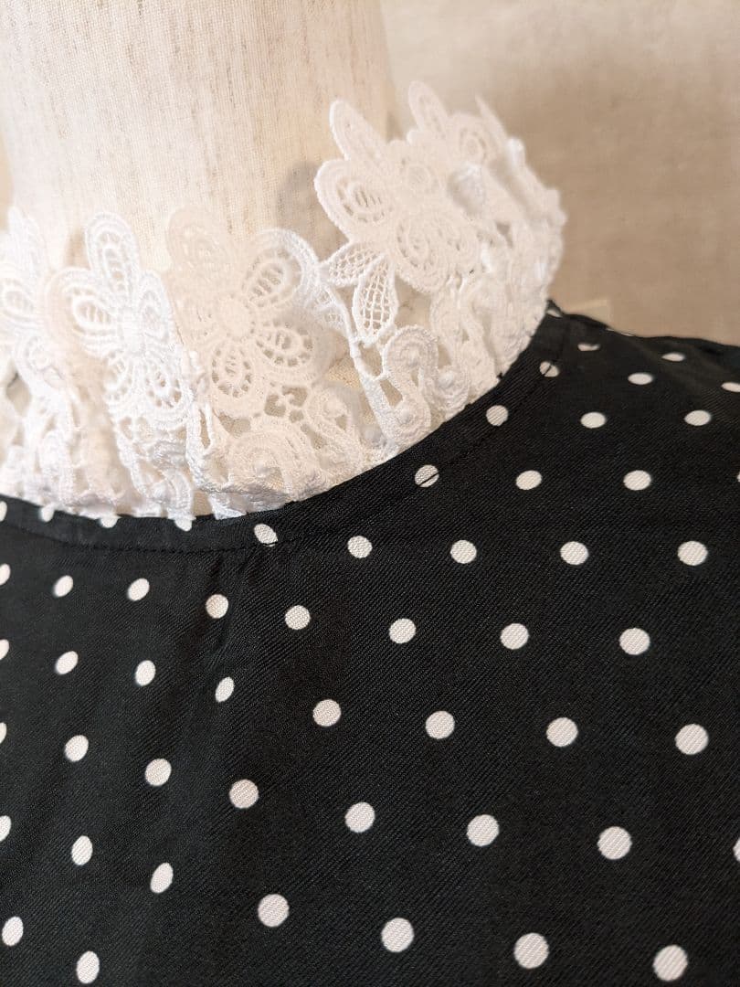 SANDRO　ドットミニワンピース　レース　ブラック　36　サンドロ