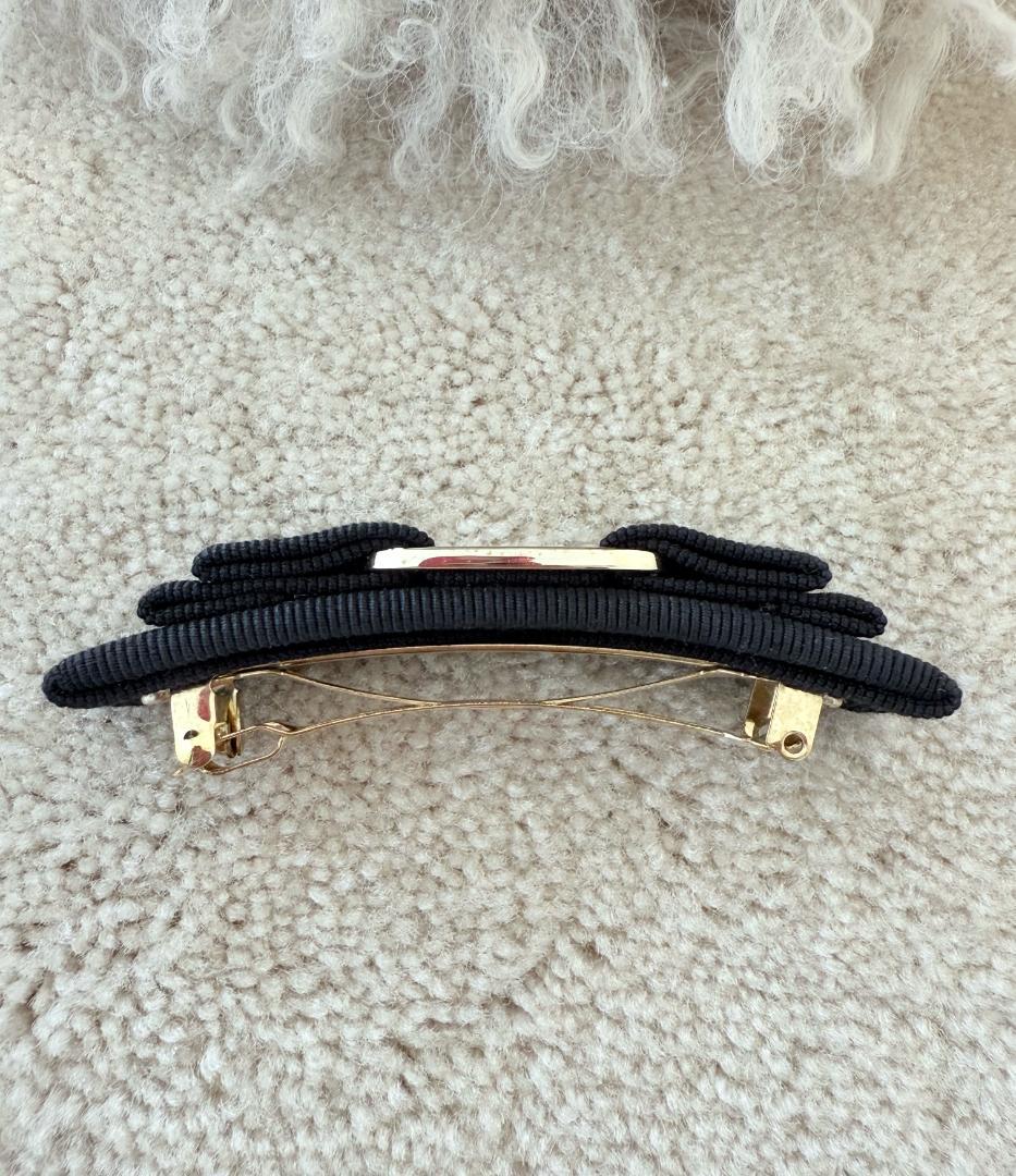 Ferragamoフェラガモ バレッタ ヴァラ ブラック ゴールド金具 リボン