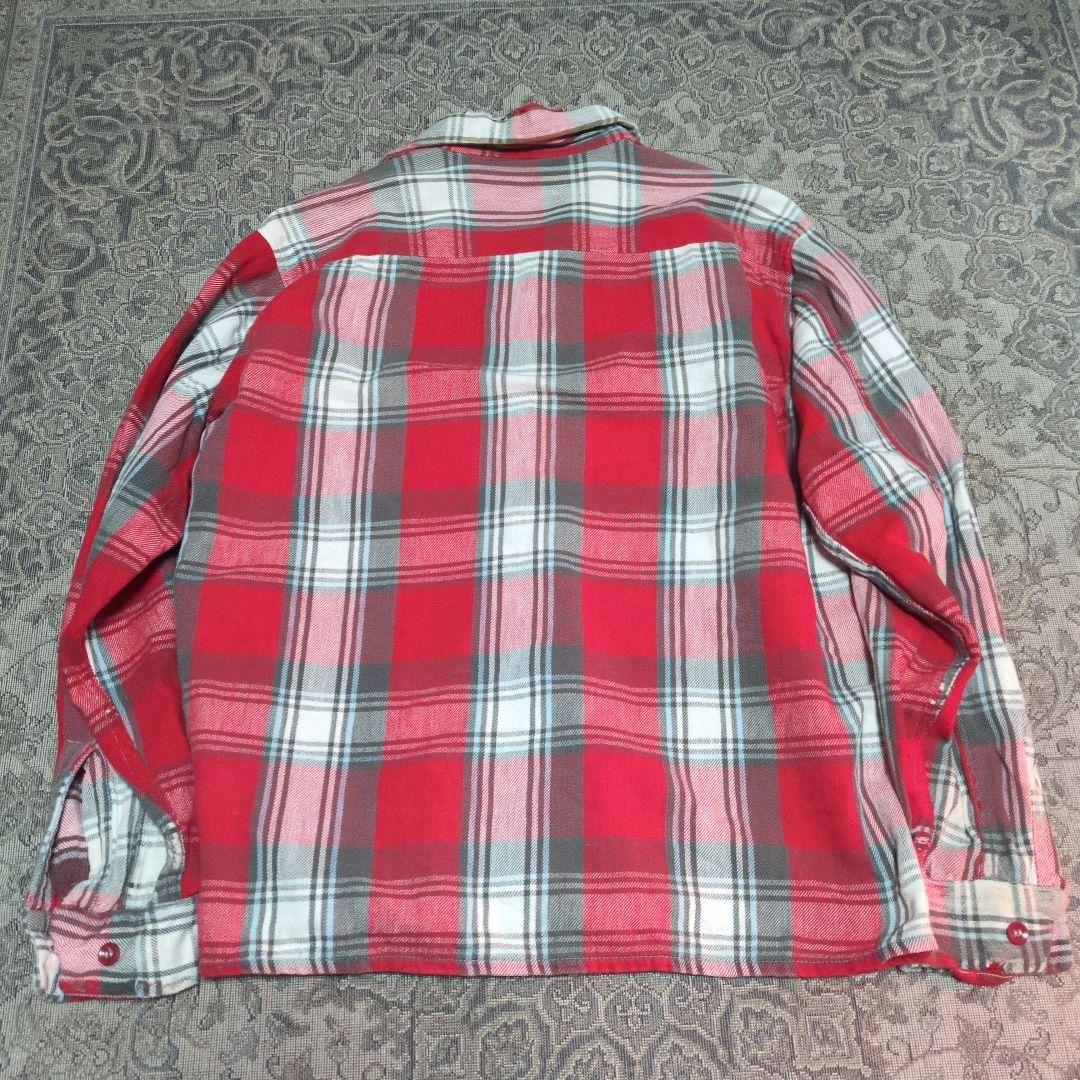 50s ネルシャツ 開襟 ボックス ボロ リペア 高配色 襤褸 ヴィンテージ