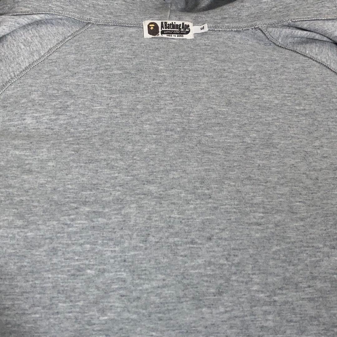 【美品】A Bathing Ape フルジップパーカー ロゴ グレー XL.