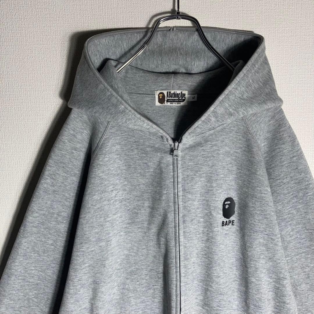 【美品】A Bathing Ape フルジップパーカー ロゴ グレー XL.
